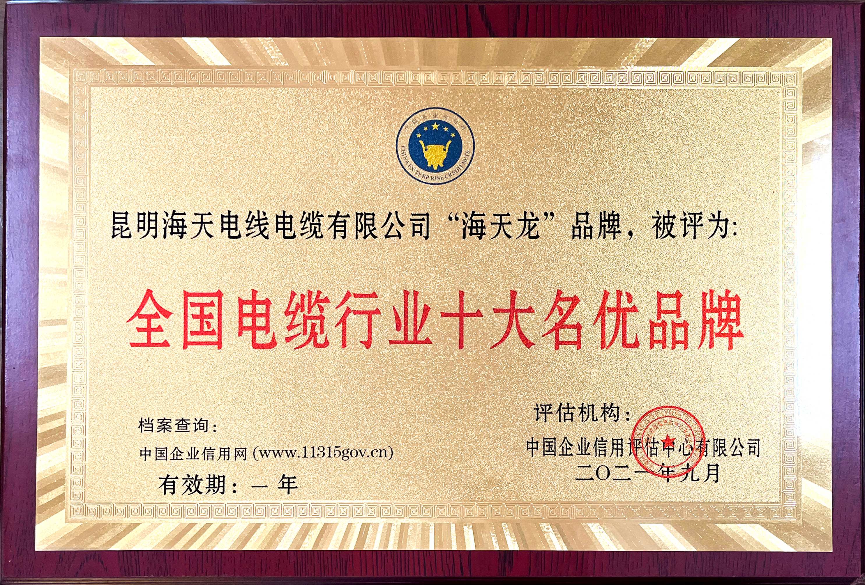 全国电缆行业十大名优品牌